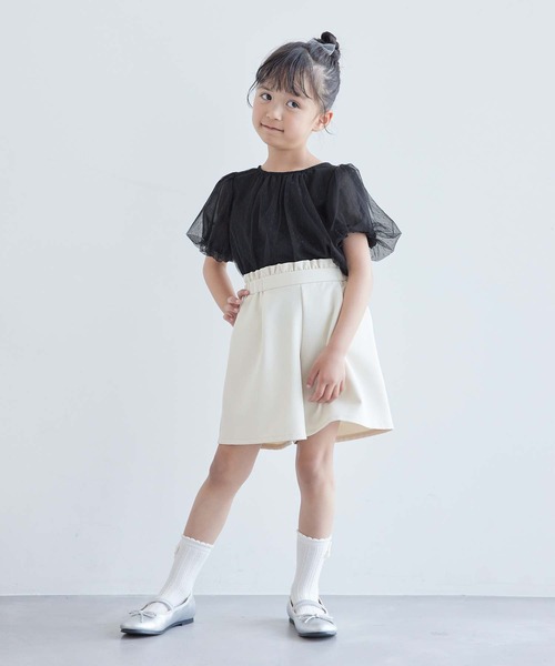 ROPE' PICNIC(ロペピクニック)の「【KIDS】チュールカットトップス(Tシャツ/カットソー・キッズ・ブラック/オフホワイト・110/120/130/140/150)」の5枚目の写真