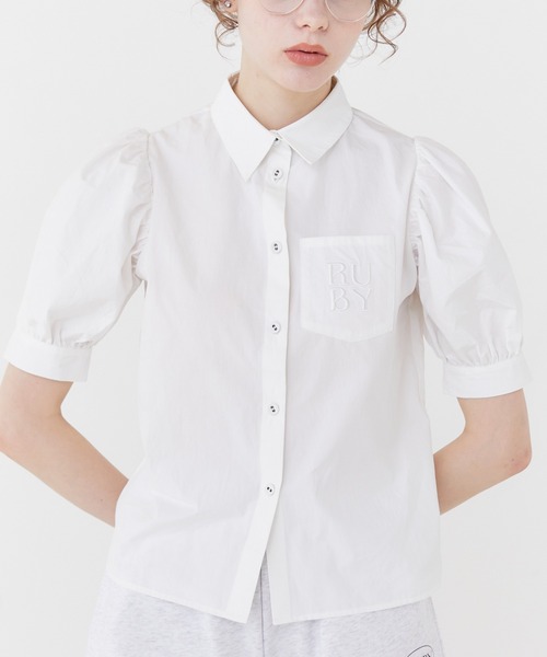 RUBY AND YOU(ルビーアンドユー)の「エンブロイダリーポケットシャツ(シャツ/ブラウス・レディース・オフホワイト/ベージュ系その他・FREE)」の1枚目の写真