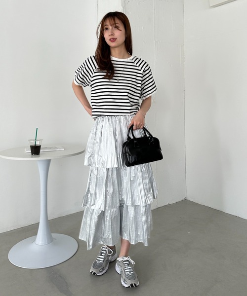 un+frame（アンフレーム）の「バックホールボーダー半袖トップス（Tシャツ/カットソー・レディース・ホワイト/ネイビー・FREE）」の18枚目の写真