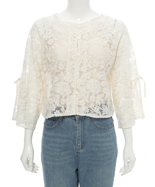 fifth（フィフス）の「フラワーレースキャミ付ブラウス（シャツ/ブラウス・レディース・ブラック/ベージュ・M）」の11枚目の写真