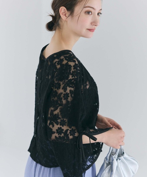 fifth（フィフス）の「フラワーレースキャミ付ブラウス（シャツ/ブラウス・レディース・ブラック/ベージュ・M）」の4枚目の写真