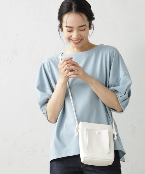 FOUND GOOD（ファウンドグッド）の「ふんわりスリーブ華奢見えTシャツ（Tシャツ/カットソー・レディース・ネイビー/ブラック/ホワイト系5/グレー系/ブルー系2/レッド系8・M/L/S）」の5枚目の写真