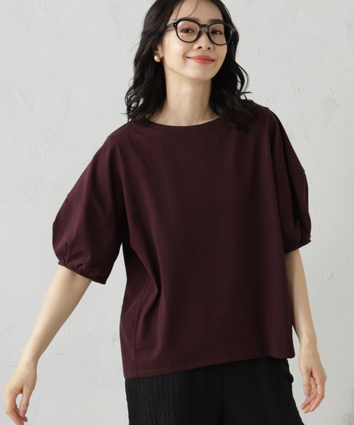 FOUND GOOD（ファウンドグッド）の「ふんわりスリーブ華奢見えTシャツ（Tシャツ/カットソー・レディース・ネイビー/ブラック/ホワイト系5/グレー系/ブルー系2/レッド系8・M/L/S）」の6枚目の写真