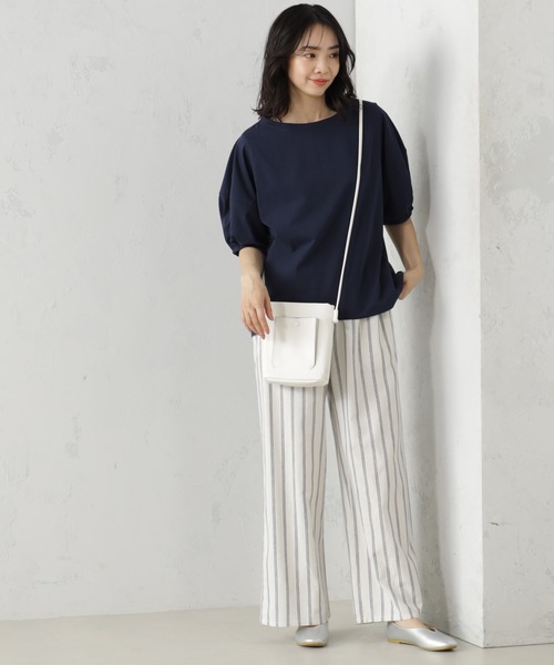 FOUND GOOD（ファウンドグッド）の「ふんわりスリーブ華奢見えTシャツ（Tシャツ/カットソー・レディース・ネイビー/ブラック/ホワイト系5/グレー系/ブルー系2/レッド系8・M/L/S）」の4枚目の写真