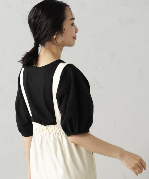 FOUND GOOD（ファウンドグッド）の「ふんわりスリーブ華奢見えTシャツ（Tシャツ/カットソー・レディース・ネイビー/ブラック/ホワイト系5/グレー系/ブルー系2/レッド系8・M/L/S）」の12枚目の写真