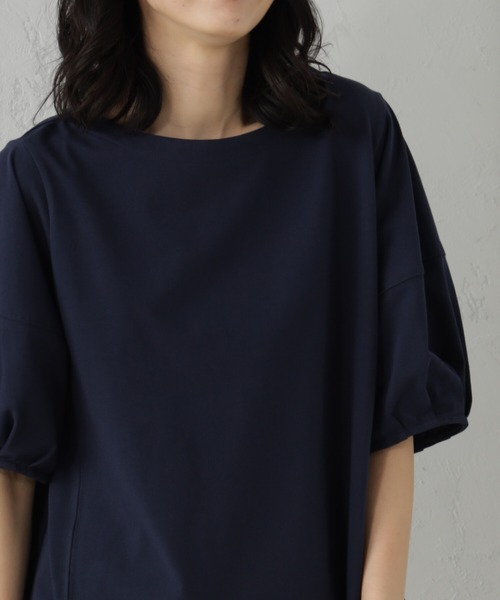 FOUND GOOD（ファウンドグッド）の「ふんわりスリーブ華奢見えTシャツ（Tシャツ/カットソー・レディース・ネイビー/ブラック/ホワイト系5/グレー系/ブルー系2/レッド系8・M/L/S）」の21枚目の写真