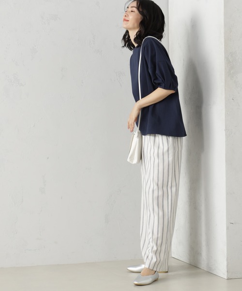 FOUND GOOD（ファウンドグッド）の「ふんわりスリーブ華奢見えTシャツ（Tシャツ/カットソー・レディース・ネイビー/ブラック/ホワイト系5/グレー系/ブルー系2/レッド系8・M/L/S）」の22枚目の写真