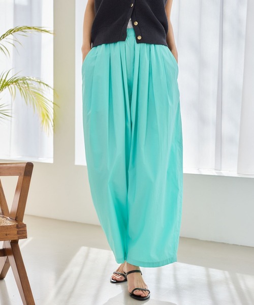 BARNYARDSTORM(バンヤードストーム)の「BARNYARDSTORM / タタックイージーパンツ<セットアップ対応>(その他パンツ・レディース・ネイビー/ブラウン/グリーン/ブラック/ダークブラウン/ベージュ/ライトピンク/ライトブルー/イエロー・S/M/L)」の7枚目の写真