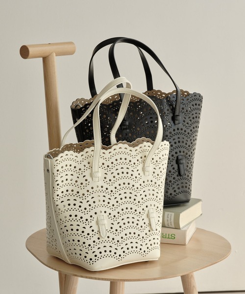 スカラップレースパンチングトートバッグ（トートバッグ）｜ZAKKA-BOX