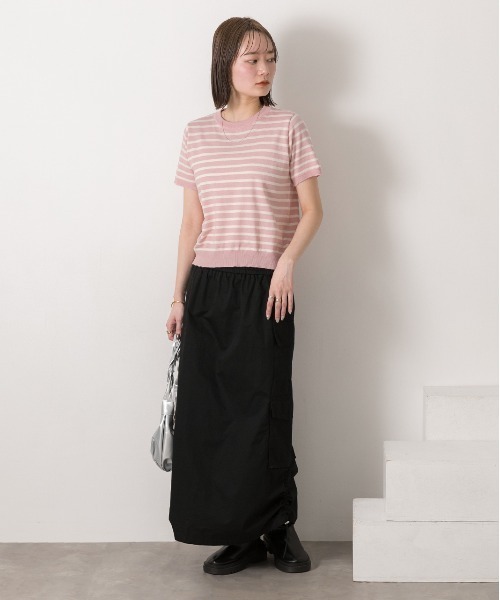 ad thie(アドティエ)の「ボーダー・ベーシック クルーネックニット(ニット/セーター・レディース・ブルー/ホワイト×ブラック/ライトブルー/ネイビー/イエロー/パープル/ブラック×ホワイト/ピンク/グリーン/ライトグリーン・FREE)」の21枚目の写真