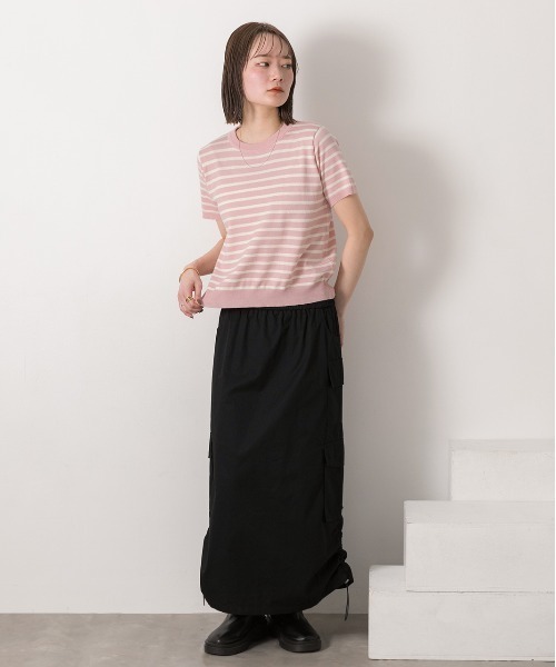 ad thie(アドティエ)の「ボーダー・ベーシック クルーネックニット(ニット/セーター・レディース・ブルー/ホワイト×ブラック/ライトブルー/ネイビー/イエロー/パープル/ブラック×ホワイト/ピンク/グリーン/ライトグリーン・FREE)」の18枚目の写真