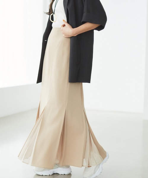VIS（ビス）の「プリーツ切替マーメイドスカート（スカート・レディース・ベージュ/ブルー/ブラック・M/S）」の3枚目の写真