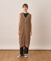 Allumer（アリュメール）の「コットンリネンVネックメッシュロングジレ（ニット/セーター）」