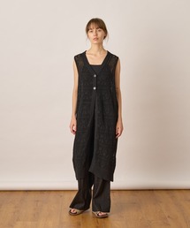 ALLUMER | コットンリネンVネックメッシュロングジレ(ニット/セーター)