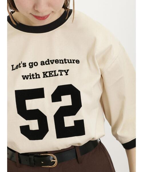 Samansa Mos2（サマンサ モスモス）の「【KELTY×Samansa Mos2】5分袖リンガーTシャツ（Tシャツ/カットソー・レディース・ベージュ/ブラック/グリーン・F）」の5枚目の写真