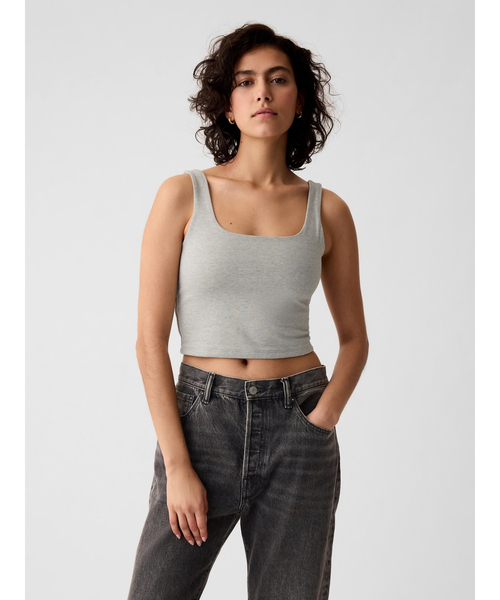 GAP(ギャップ)の「コンパクト ジャージー ブラキャミ(タンクトップ・レディース・カーキ/グレー/ブラック/ホワイト・L/XL/S/XS/M/XXS)」の1枚目の写真