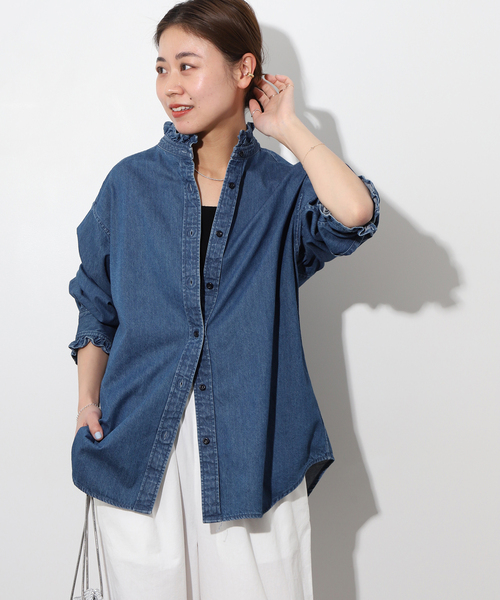 JOURNAL STANDARD relume(ジャーナルスタンダード レリューム)の「《追加8》デニムフリルブラウス(シャツ/ブラウス・レディース・ブルー系その他・FREE)」の21枚目の写真