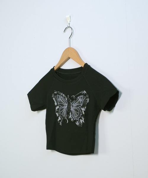 shopnikoniko(ショップニコニコ)の「チビT ショート丈 半袖 蝶々 バタフライ Tシャツ デニム パッチワーク 韓国 y2k ピチT(Tシャツ/カットソー・レディース・ブラック/ホワイト・フリー)」の16枚目の写真
