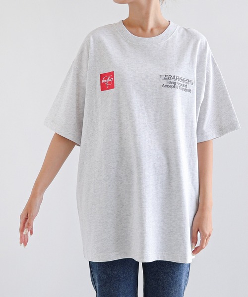 ANME(アンメ)の「ERAReactエンブロイダリーロゴ半袖Tシャツ(Tシャツ/カットソー・レディース・オートミール/ネイビー/オフホワイト/チャコールグレー・M/L/XL/XXL)」の9枚目の写真