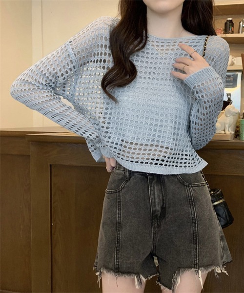Miniministore（ミニミニストア）の「メッシュニット タンクトップ 2点セット（ニット/セーター・レディース・ブラック/ライトブルー/ダークオレンジ/ネイビー/ダークベージュ/ホワイト・FREE）」の22枚目の写真