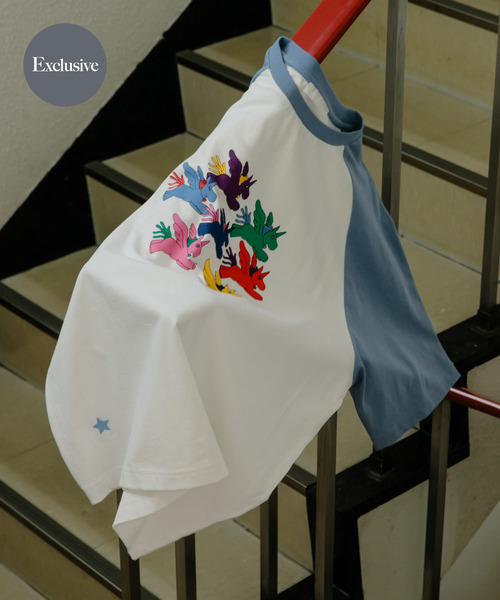 SENSE OF PLACE by URBAN RESEARCH（センスオブプレイスバイアーバンリサーチ）の「『別注』SHUHEI KOKI×SENSE OF PLACE　ラグランTシャツ（Tシャツ/カットソー・メンズ・ホワイト/ライトブルー/ブラック・MEDIUM/LARGE）」の3枚目の写真