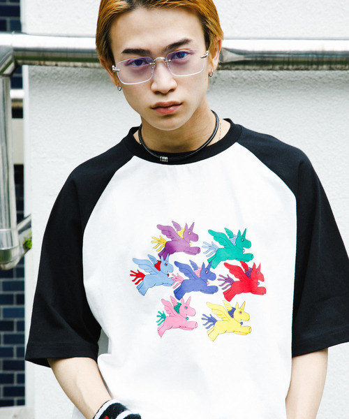 SENSE OF PLACE by URBAN RESEARCH（センスオブプレイスバイアーバンリサーチ）の「『別注』SHUHEI KOKI×SENSE OF PLACE　ラグランTシャツ（Tシャツ/カットソー・メンズ・ホワイト/ライトブルー/ブラック・MEDIUM/LARGE）」の4枚目の写真