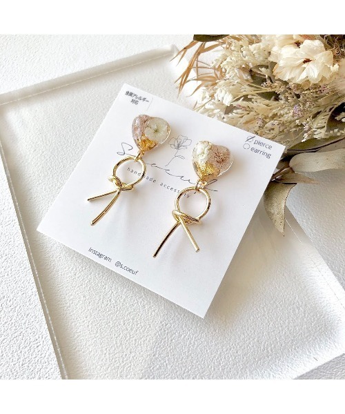 tone(トーン)の「【S.coeuf】【S.coeuf】金属アレルギー対応ピアス プチハート×結びリボン(MA)(ピアス(両耳用)・レディース・ピンク/パープル/ブルー・FREE)」の4枚目の写真