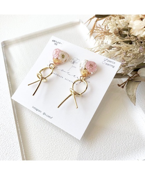 tone(トーン)の「【S.coeuf】【S.coeuf】金属アレルギー対応ピアス プチハート×結びリボン(MA)(ピアス(両耳用)・レディース・ピンク/パープル/ブルー・FREE)」の7枚目の写真
