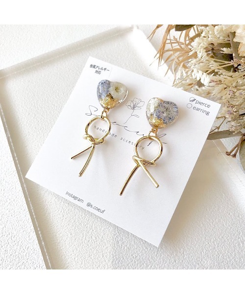 tone(トーン)の「【S.coeuf】【S.coeuf】金属アレルギー対応ピアス プチハート×結びリボン(MA)(ピアス(両耳用)・レディース・ピンク/パープル/ブルー・FREE)」の10枚目の写真