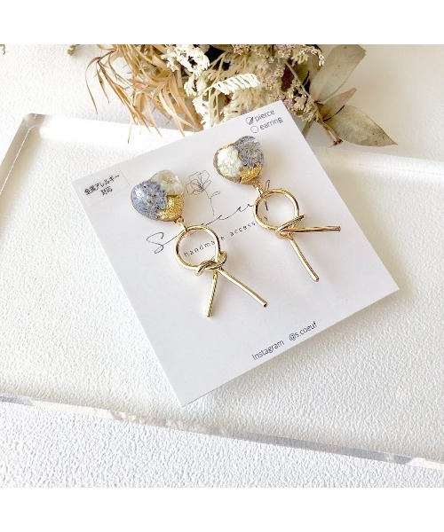 tone(トーン)の「【S.coeuf】【S.coeuf】金属アレルギー対応ピアス プチハート×結びリボン(MA)(ピアス(両耳用)・レディース・ピンク/パープル/ブルー・FREE)」の11枚目の写真