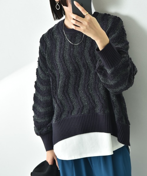 【セール】ブークレ＊ループジャガードニットプルオーバー（ニット/セーター）｜INTERPLANET（インタープラネット）