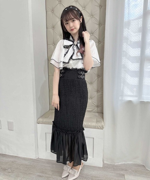 couture BY ROJITA(クチュールバイロジータ)の「ランダムシャーリングマーメイドスカート(スカート・レディース・ホワイト/ブラック・FREE)」の18枚目の写真
