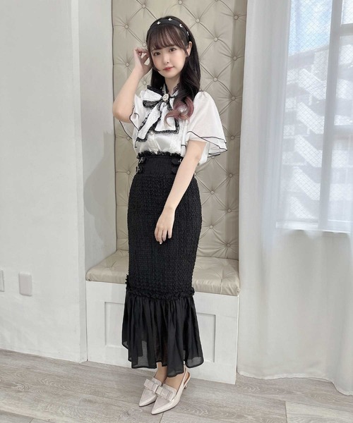couture BY ROJITA(クチュールバイロジータ)の「ランダムシャーリングマーメイドスカート(スカート・レディース・ホワイト/ブラック・FREE)」の17枚目の写真