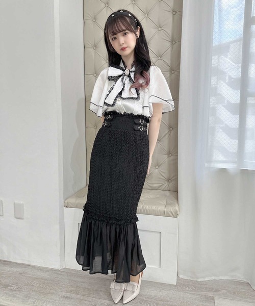 couture BY ROJITA(クチュールバイロジータ)の「ランダムシャーリングマーメイドスカート(スカート・レディース・ホワイト/ブラック・FREE)」の16枚目の写真