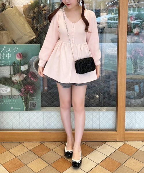 one after another NICE CLAUP(ワンアフターアナザーナイスクラップ)の「ペプラムニットチュニック/WEB限定アイテム(ニット/セーター・レディース・レッド/ピンク/ブラック/オフホワイト・FREE)」の7枚目の写真