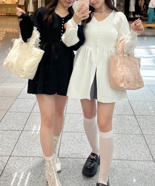 one after another NICE CLAUP(ワンアフターアナザーナイスクラップ)の「ペプラムニットチュニック/WEB限定アイテム(ニット/セーター・レディース・レッド/ピンク/ブラック/オフホワイト・FREE)」の12枚目の写真