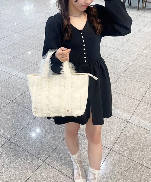 one after another NICE CLAUP(ワンアフターアナザーナイスクラップ)の「ペプラムニットチュニック/WEB限定アイテム(ニット/セーター・レディース・レッド/ピンク/ブラック/オフホワイト・FREE)」の5枚目の写真