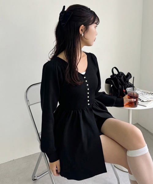 one after another NICE CLAUP(ワンアフターアナザーナイスクラップ)の「ペプラムニットチュニック/WEB限定アイテム(ニット/セーター・レディース・レッド/ピンク/ブラック/オフホワイト・FREE)」の20枚目の写真