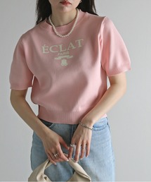 プリントクロップドニットTシャツ