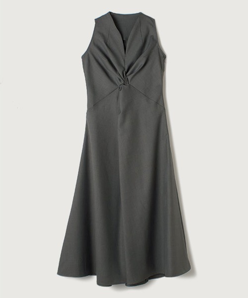 ツイストギャザーワンピース anuans グレー　s ツイストギャザーワンピース（ワンピース）｜anuans（アニュアンス）の