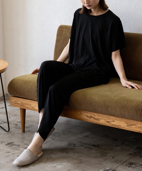 VitaFelice（ヴィータフェリーチェ）の「スムースタッチルームウェア 上下セット（ルームウェア/パジャマ・レディース・チャコール/ミント/ブラック/ピンク・FREE）」の9枚目の写真