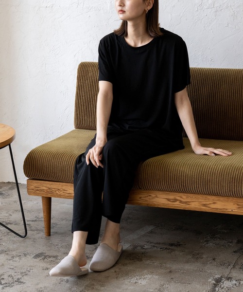 VitaFelice（ヴィータフェリーチェ）の「スムースタッチルームウェア 上下セット（ルームウェア/パジャマ・レディース・チャコール/ミント/ブラック/ピンク・FREE）」の10枚目の写真