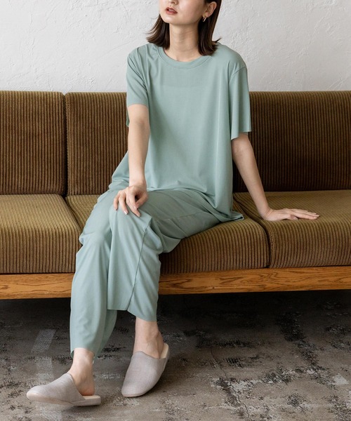 VitaFelice（ヴィータフェリーチェ）の「スムースタッチルームウェア 上下セット（ルームウェア/パジャマ・レディース・チャコール/ミント/ブラック/ピンク・FREE）」の16枚目の写真