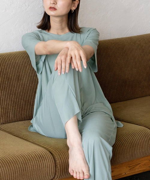 VitaFelice（ヴィータフェリーチェ）の「スムースタッチルームウェア 上下セット（ルームウェア/パジャマ・レディース・チャコール/ミント/ブラック/ピンク・FREE）」の17枚目の写真