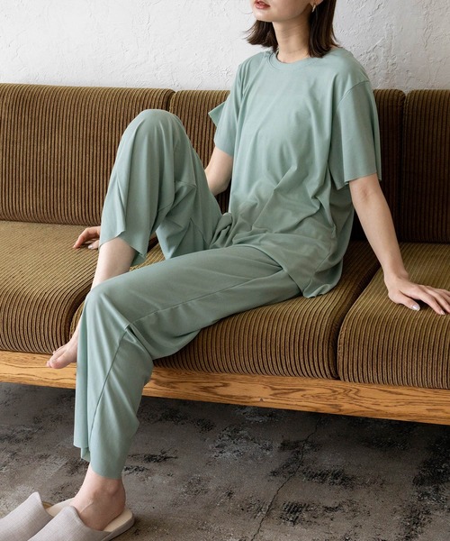 VitaFelice（ヴィータフェリーチェ）の「スムースタッチルームウェア 上下セット（ルームウェア/パジャマ・レディース・チャコール/ミント/ブラック/ピンク・FREE）」の18枚目の写真