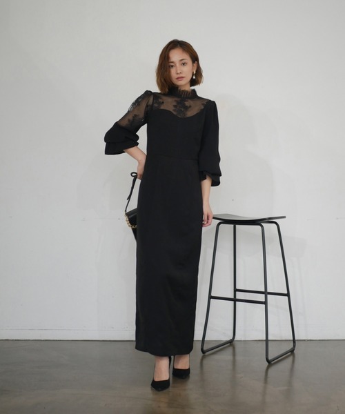マイシャウティー　My shawty 黒マキシパーティードレス design cut day dress（ドレス）｜My shawty（マイシャウティー