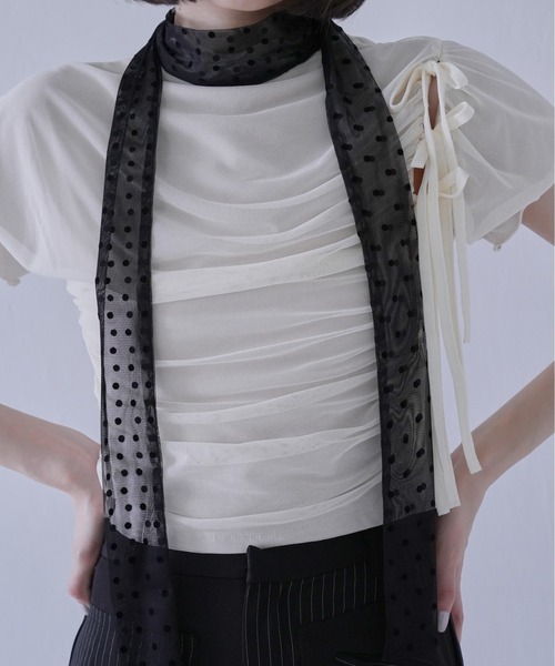 Uenui（ウニュイ）の「ドット シアー ロング スカーフ 水玉 シースルー