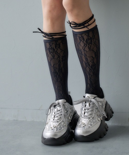 HARE(ハレ)の「リボンツキレースソックス(HARE)(ソックス/靴下・レディース・ホワイト/ブラック・FREE)」の10枚目の写真