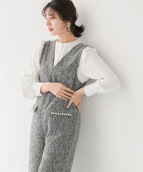 Fit more(フィットモア)の「パール付ツイードサロペット(サロペット/オーバーオール・レディース・ブラック・M/PS)」の9枚目の写真