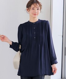 【スマート裏起毛】 ピンタックシャツチュニック